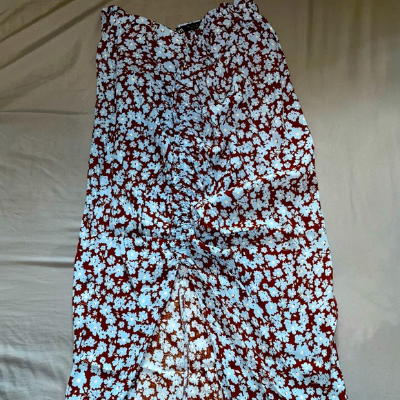 Zara long skirt brown and blue flowers pattern - Picture 1 of 5